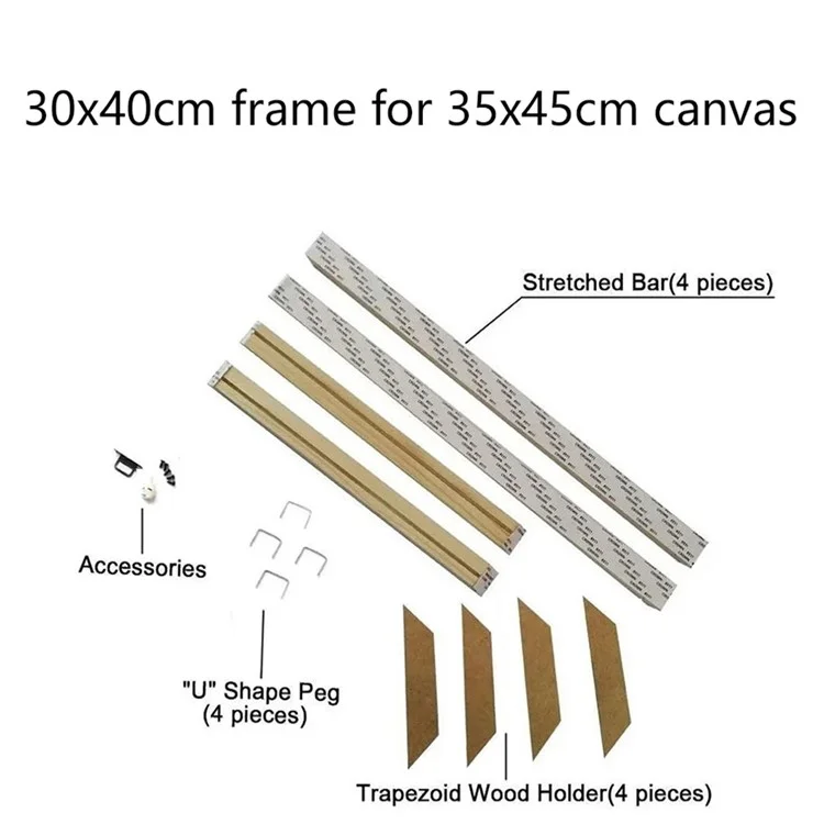 Kit de marco de lienzo con barras de madera de 30 x 40 cm para pintura al óleo y póster DIY de madera sólida