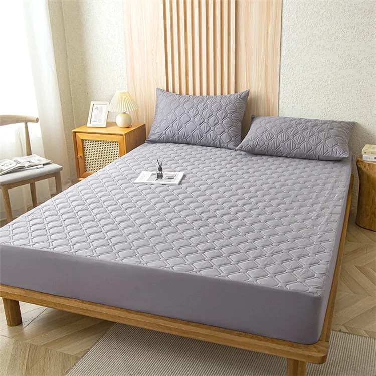 150 x 200 + 30cm Waterproof Quilted Fitted Sheet Dust Resistant Mattress Protector Cover  - Grey