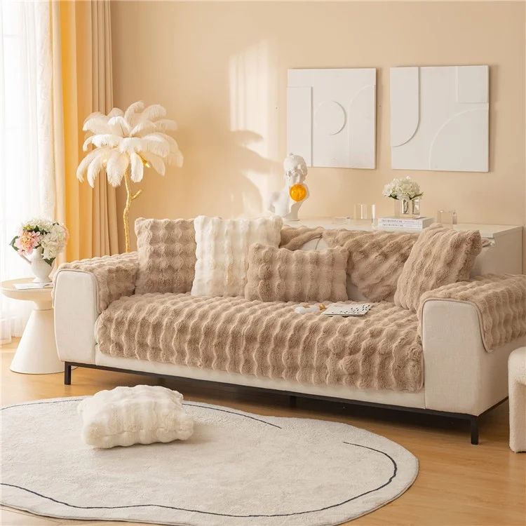 90 x 160cm Autumn Winter Thick Faux Fur Sofa Cover Non Slip Couch Protector Cover - Dark Grey
