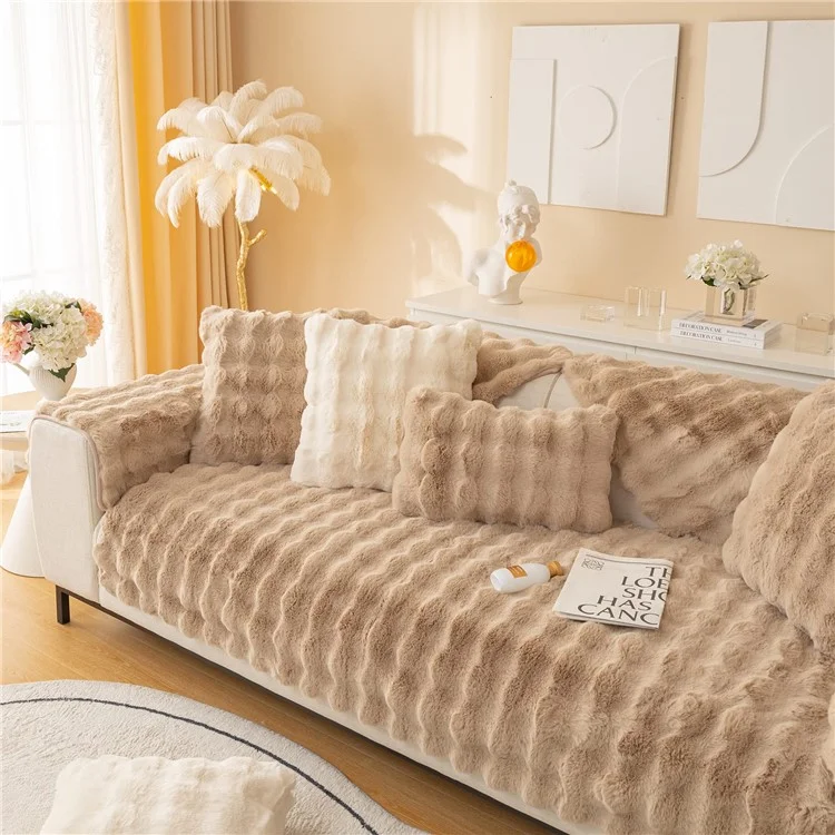 90 x 160cm Autumn Winter Thick Faux Fur Sofa Cover Non Slip Couch Protector Cover - Dark Grey