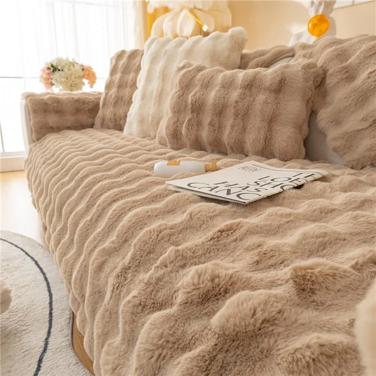 90 x 160cm Autumn Winter Thick Faux Fur Sofa Cover Non Slip Couch Protector Cover - Dark Grey