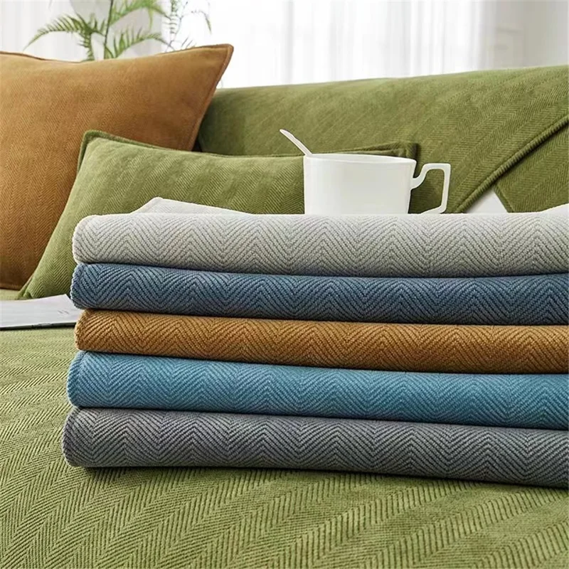 70 x 120cm Solid Color Soft Chenille Sofa Cover Non Slip Couch Protector Slipcover - Blue Grey