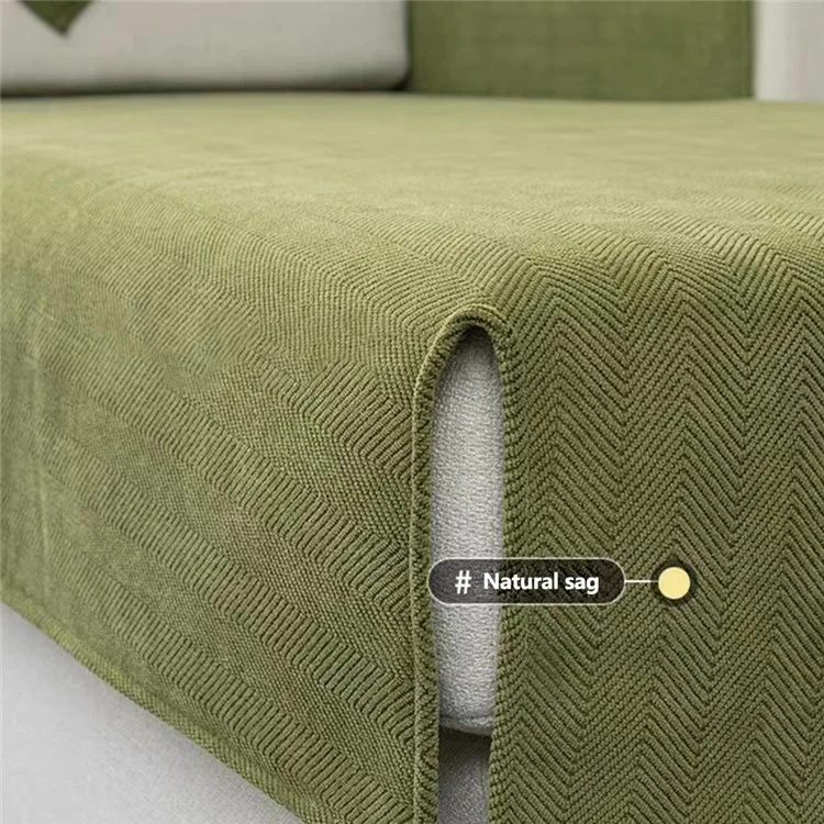 110 x 180cm Solid Color Soft Chenille Sofa Cover Non Slip Couch Protector Slipcover - Matcha Green