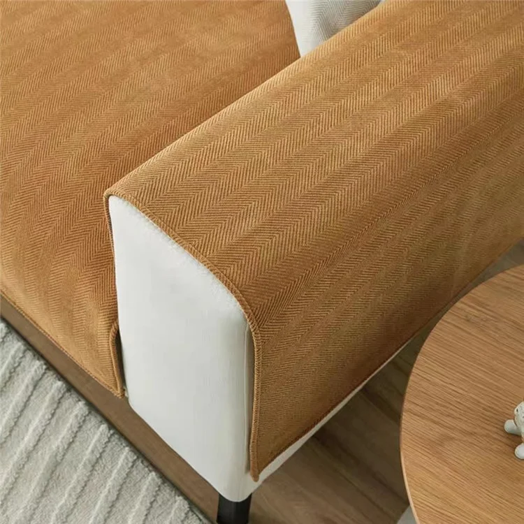 110 x 180cm Solid Color Soft Chenille Sofa Cover Non Slip Couch Protector Slipcover - Matcha Green