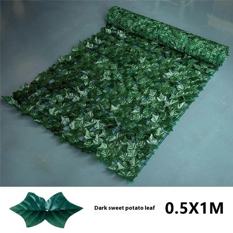 0,5 x 1 m Künstliche Hecke aus dunklen Süßkartoffelblättern, Sichtschutzschirm, Kunststofflaub-Zaun, Garten, Hof, Barriere, Dekoration