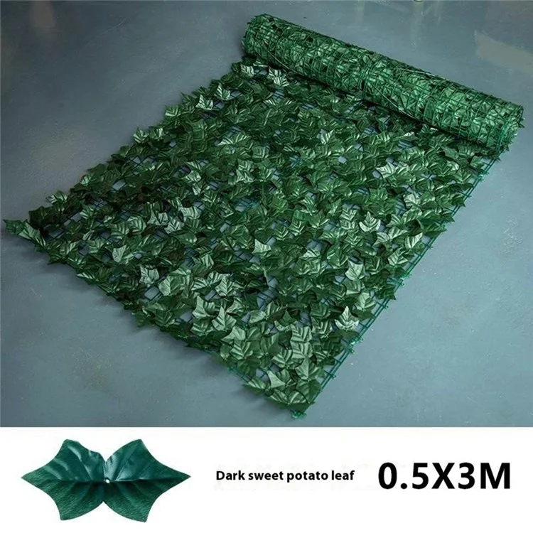 0,5 x 3m Écran de confidentialité artificiel en feuilles de patate douce sucrée sombre Clôture de feuillage factice Décoration de jardin Barrière
