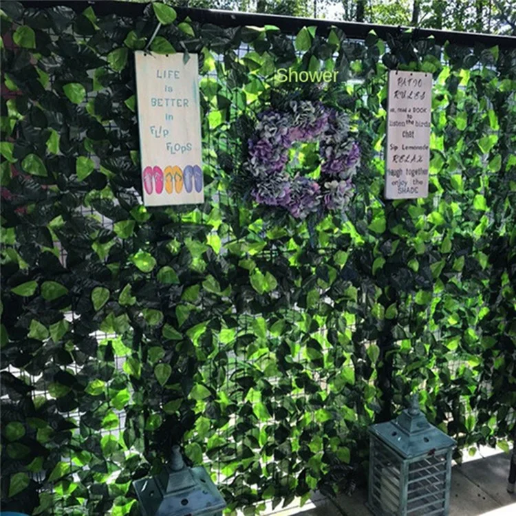 1 x 2m Light Sweet Potato Leaf Artificial Hedge Privacy Screen Faux Leaf Fence Garden Yard Barrier Decor