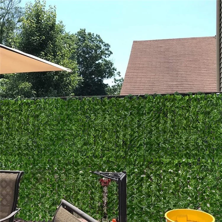 1 x 2m Light-Colored Pothos Leaves Artificial Hedge Privacy Screen Faux Leaf Fence Garden Yard Barrier Decor