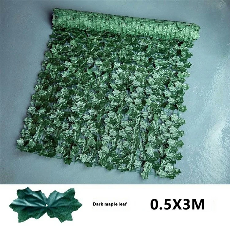 0.5 x 3m Dark Maple Leaf Artificial Hedge Faux Leaf Privacy Screen Fence Garden Balcony Decorative Barrier