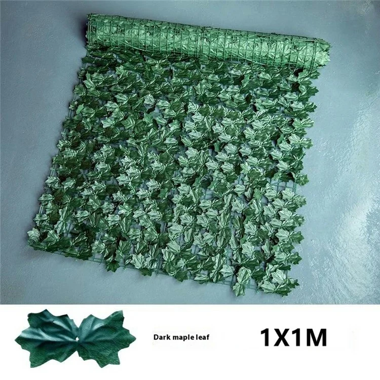 1 x 1m Folha de Bordo Escuro Artificial Sebe Folha Falsa Tela de Privacidade Cerca Jardim Varanda Barreira Decorativa