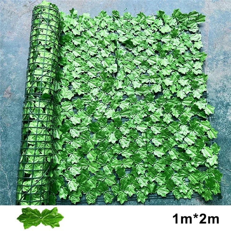 1 x écran de clôture de haie artificielle décorative de 2 m de feuille d'érable vert clair pour la décoration de jardin extérieur