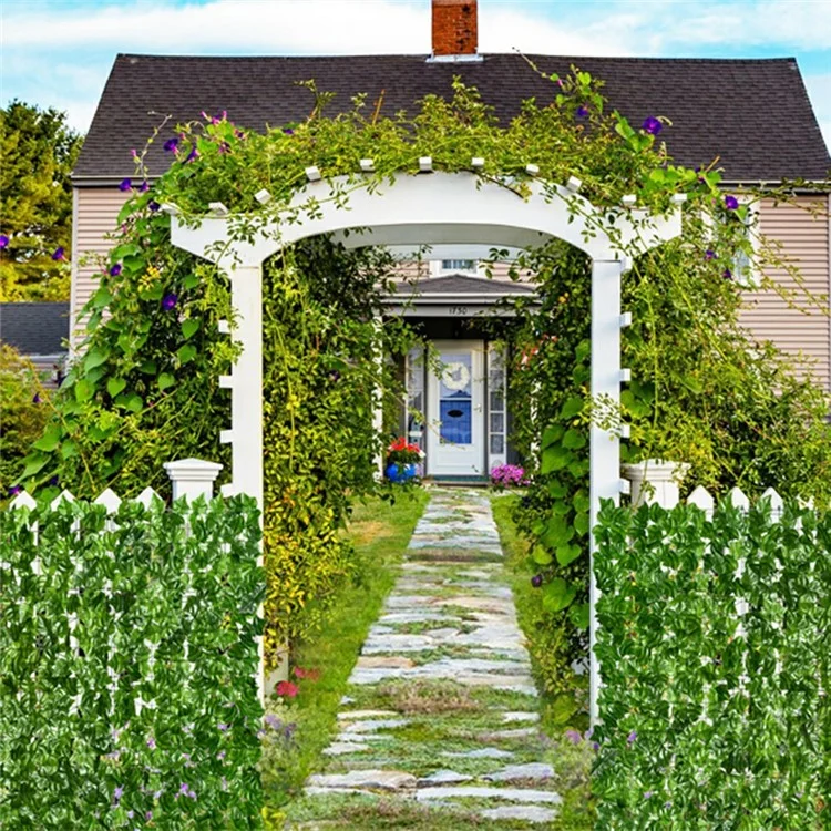 1 x écran de clôture de haie artificielle décorative de 2 m de feuille d'érable vert clair pour la décoration de jardin extérieur