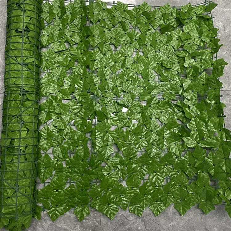 Pannello di recinzione artificiale con foglie d'uva color chiaro, 0,5 m x 0,5 m, barriera da giardino per piante
