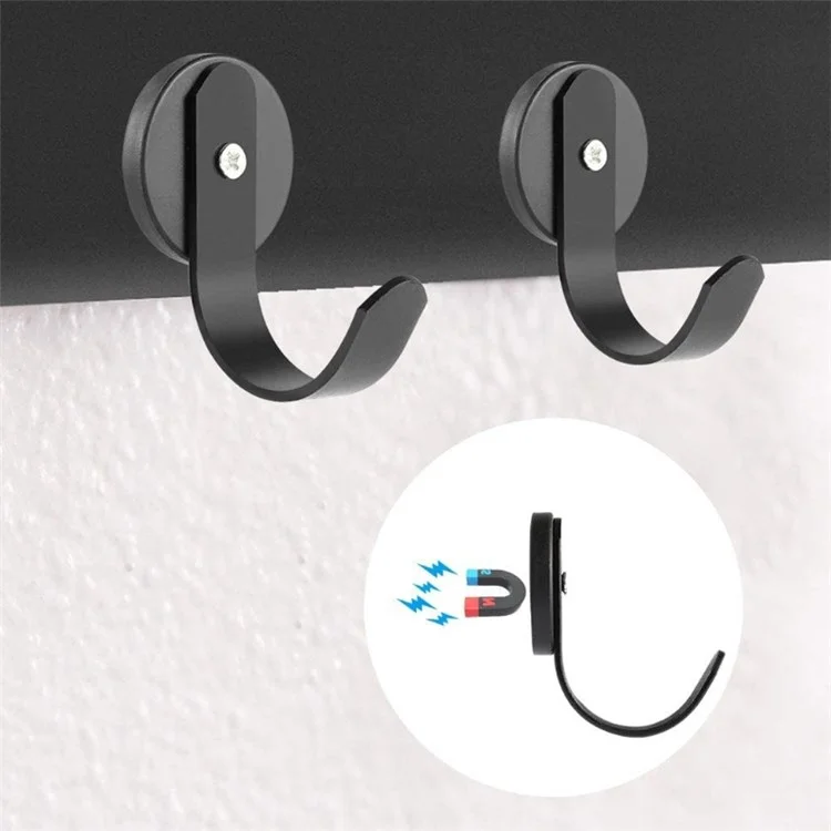Magnetic Wreath Metal Hanger Strong Hook for Towel Coat Umbrella Key - Black