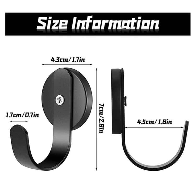 Magnetic Wreath Metal Hanger Strong Hook for Towel Coat Umbrella Key - Black