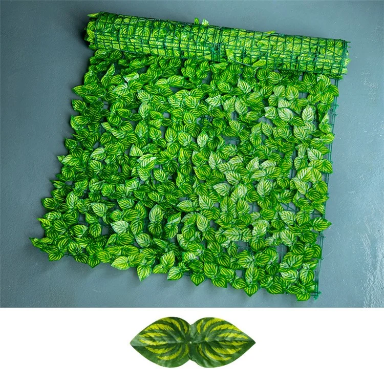 Écran de clôture de confidentialité 0,5 x 3 m, haie artificielle avec feuilles de pastèque factices pour la décoration du jardin et du balcon
