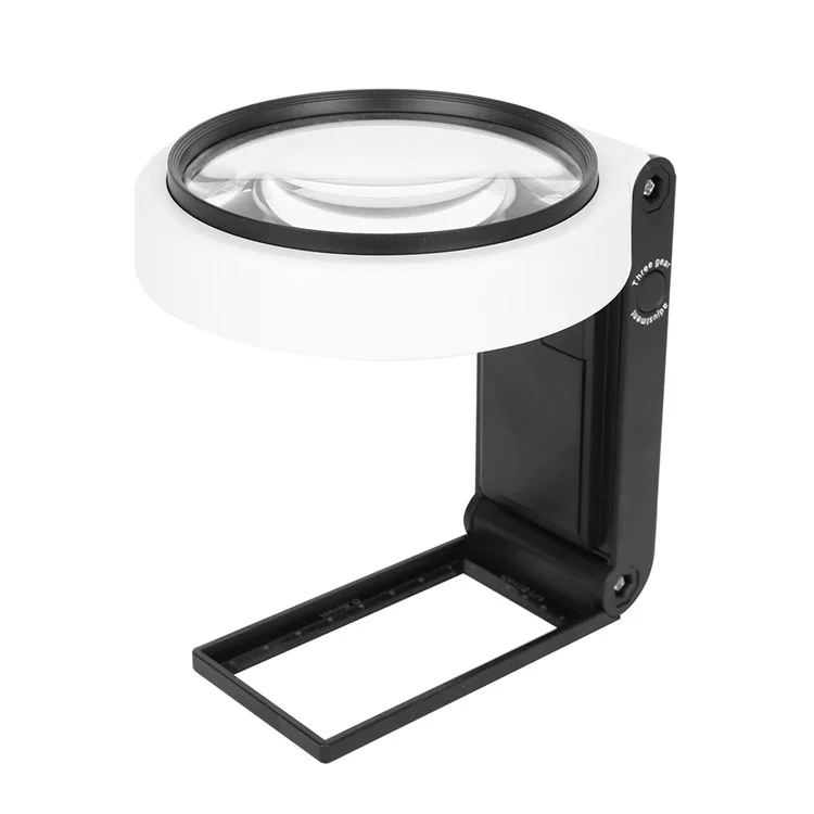 Lupa plegable de 80 mm con luz LED UV, 6X 25X Lupa de aumento para joyas, diamantes, dinero en efectivo