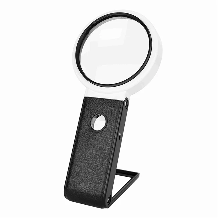 Lupa plegable de 80 mm con luz LED UV, 6X 25X Lupa de aumento para joyas, diamantes, dinero en efectivo