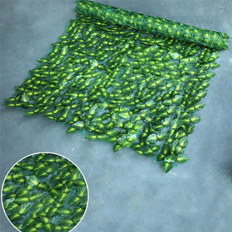 0.5 x 1m Green Perilla Leaf Artificial Hedge Privacy Screen Faux Leaf Fence Garden Balcony Decor