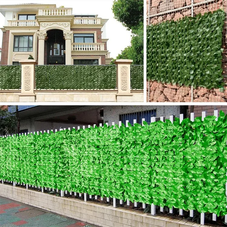 0.5 x 1m Green Perilla Leaf Artificial Hedge Privacy Screen Faux Leaf Fence Garden Balcony Decor