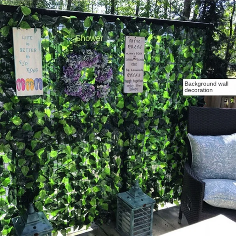 0.5 x 1m Green Perilla Leaf Artificial Hedge Privacy Screen Faux Leaf Fence Garden Balcony Decor