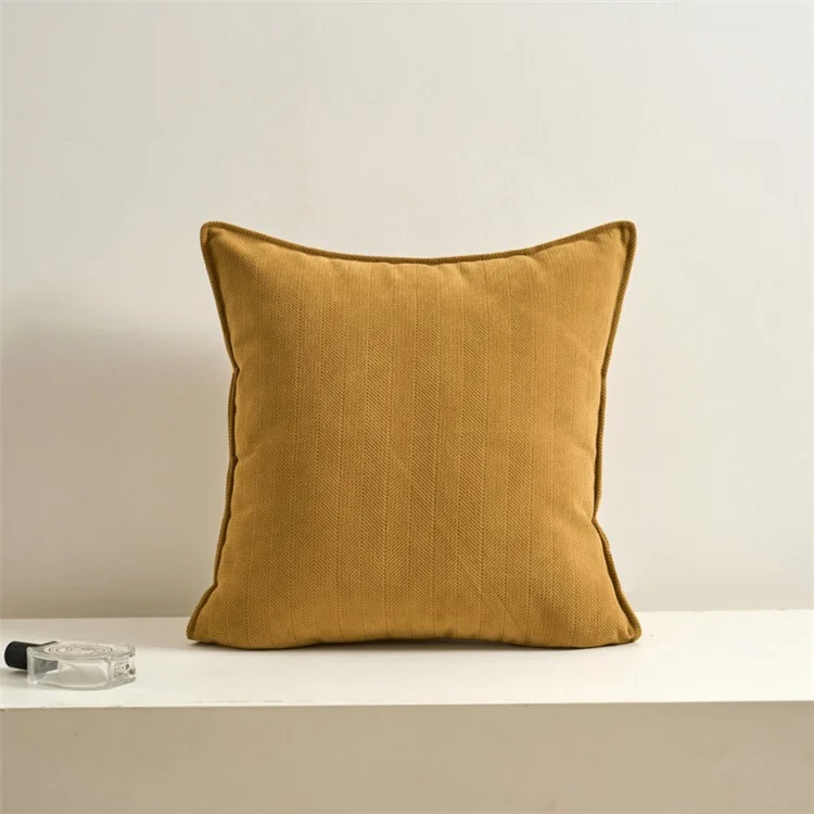 Federa per cuscino in chenille morbida 45 x 45 cm, colore tinta unita per divano, camera da letto, soggiorno - Caramello