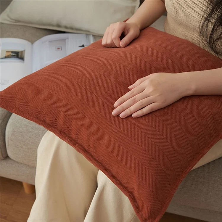 Federa per cuscino in chenille morbida 45 x 45 cm, colore tinta unita per divano, camera da letto, soggiorno - Caramello