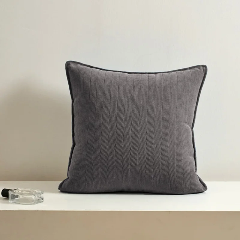 45 x 45cm Pillow Cover Solid Color Soft Chenille Throw Pillow Cushion Case for Sofa Bedroom Living Room - Dark Grey