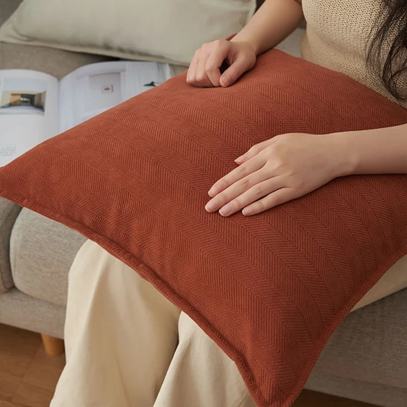 45 x 45cm Pillow Cover Solid Color Soft Chenille Throw Pillow Cushion Case for Sofa Bedroom Living Room - Dark Grey