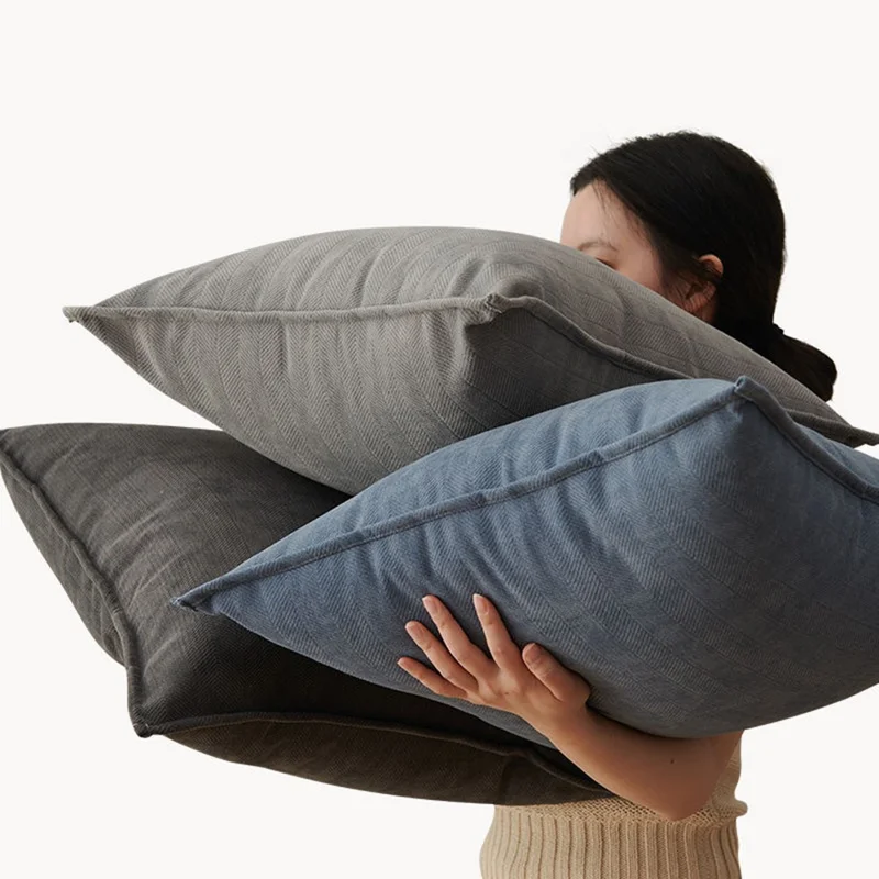 45 x 45cm Pillow Cover Solid Color Soft Chenille Throw Pillow Cushion Case for Sofa Bedroom Living Room - Dark Grey