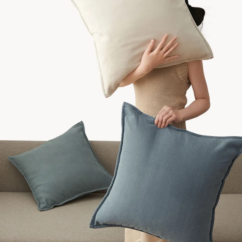 45 x 45cm Pillow Cover Solid Color Soft Chenille Throw Pillow Cushion Case for Sofa Bedroom Living Room - Dark Grey