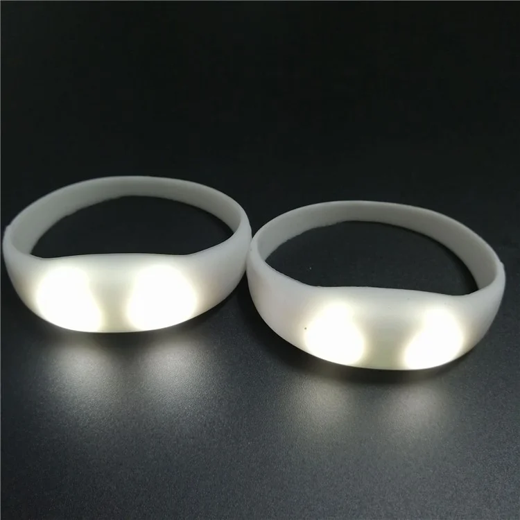 Sound Vibration Control LED Light Silicone Glow Bracelet for Party Flash Wristband - White