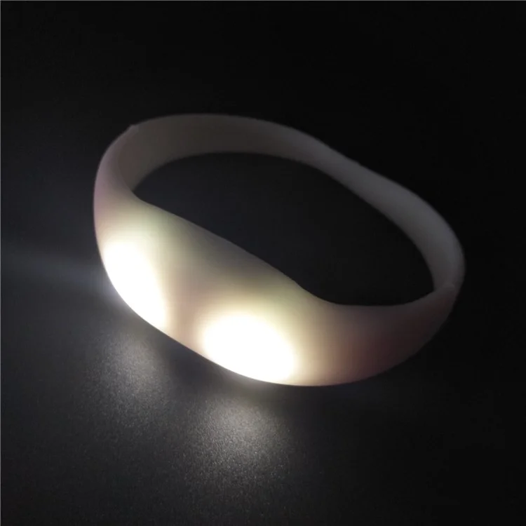 Sound Vibration Control LED Light Silicone Glow Bracelet for Party Flash Wristband - White