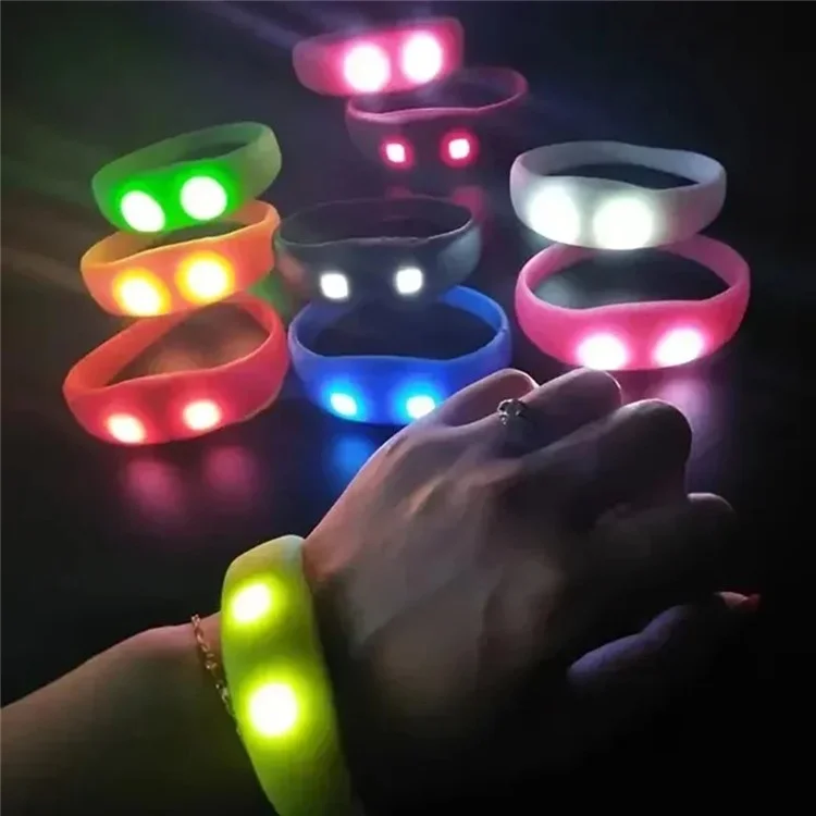 Sound Vibration Control LED Light Silicone Glow Bracelet for Party Flash Wristband - White