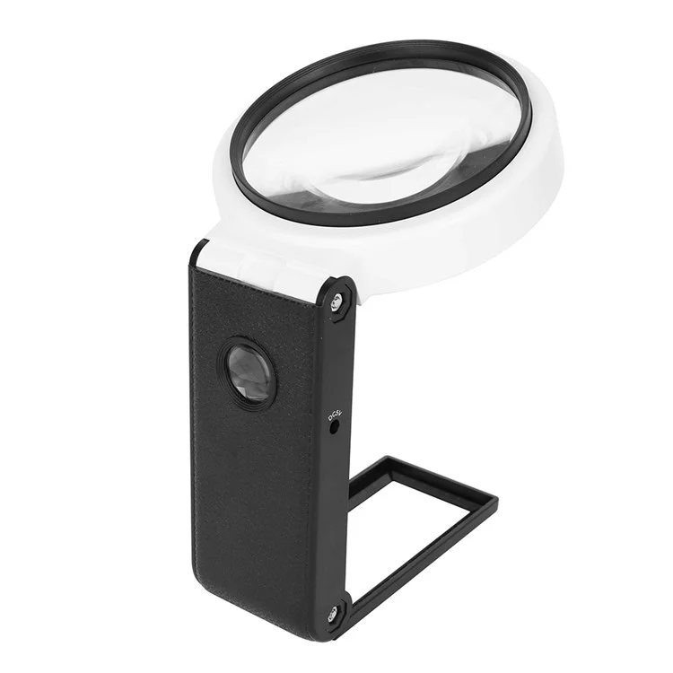7018C 110mm LED Lupa de Dinero Identificación de Efectivo Diseño Plegable 3.5X 25X Lupa