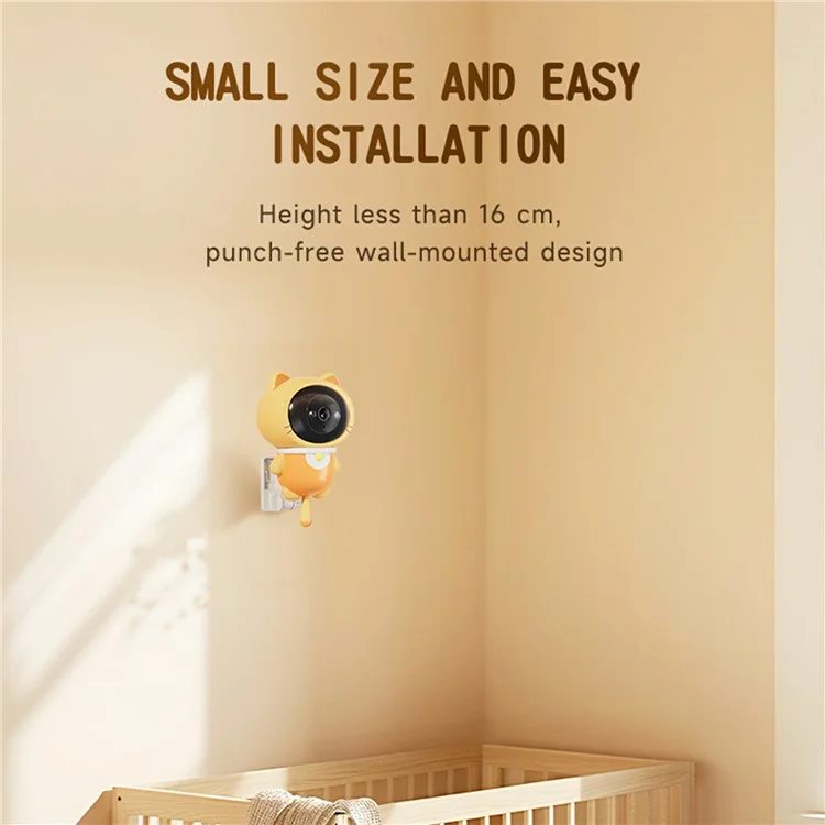 Robot Cat Telecamera Baby Monitor WiFi con Audio Bidirezionale Montata a Parete con Scheda TF da 32G