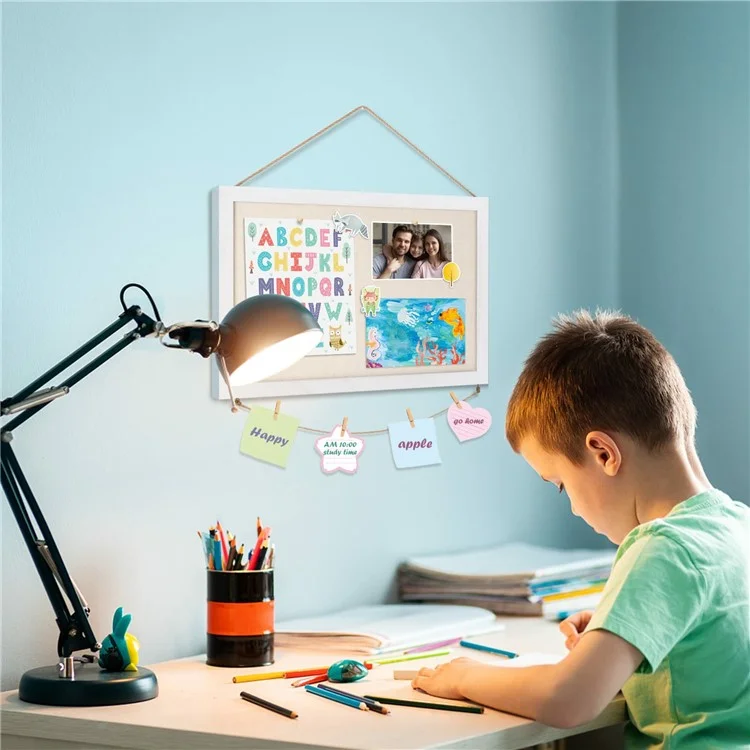 Tablero de corcho para colgar mensajes, notas, fotos y avisos - Blanco