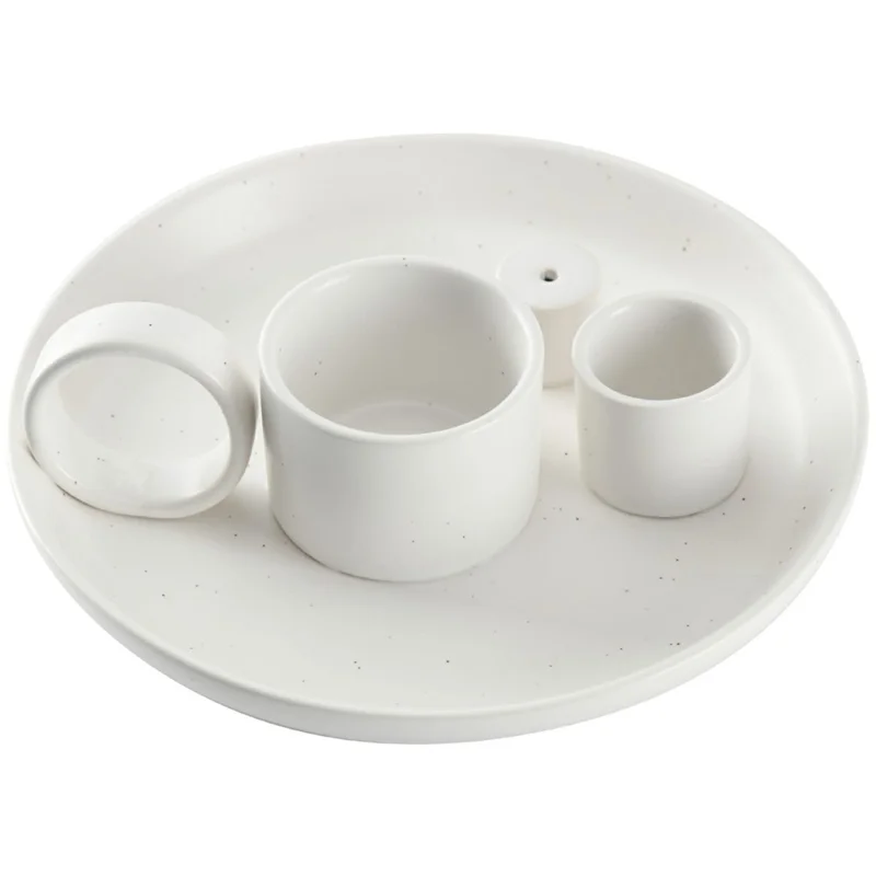 Sage Holder Ceramic Incense Burner Bowl Candle Stick Holder Tray for Meditation - White