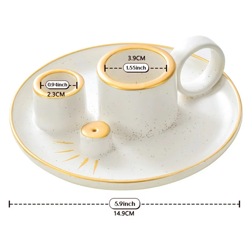 Sage Holder Ceramic Incense Burner Bowl Candle Stick Holder Tray for Meditation - White