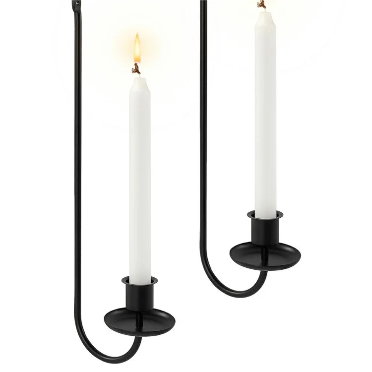 2 suportes de parede para velas de ferro artístico em forma de L, rack decorativo para velas