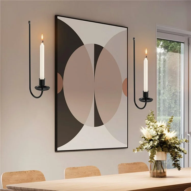 2 suportes de parede para velas de ferro artístico em forma de L, rack decorativo para velas