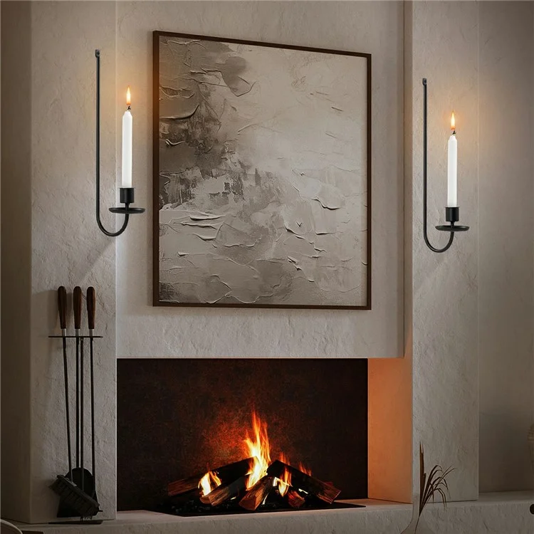 2 suportes de parede para velas de ferro artístico em forma de L, rack decorativo para velas