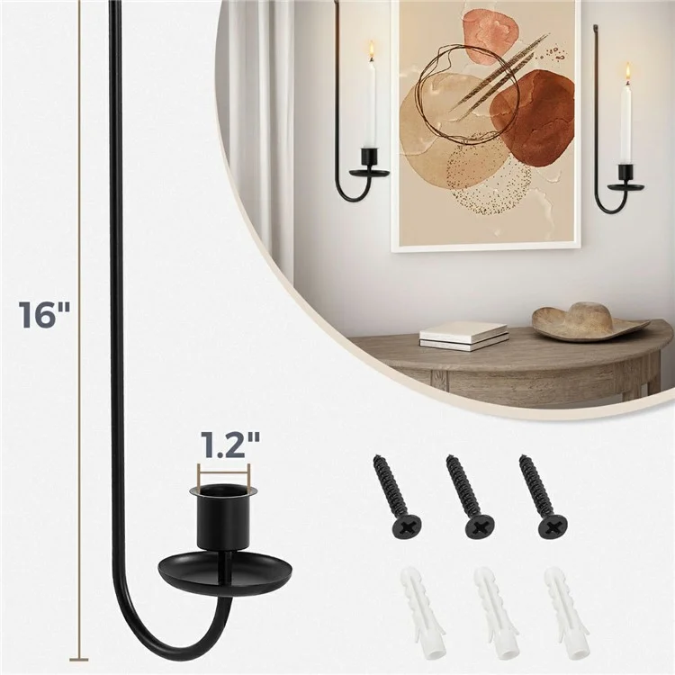 2 suportes de parede para velas de ferro artístico em forma de L, rack decorativo para velas