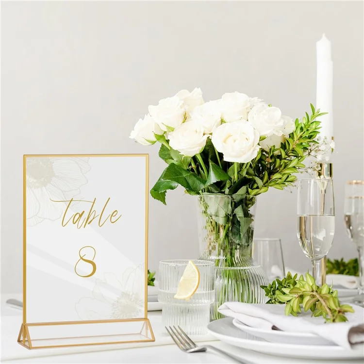 6 piezas de 10 x 15 cm Soporte vertical para menú en forma de T, de doble cara, de acrílico transparente
