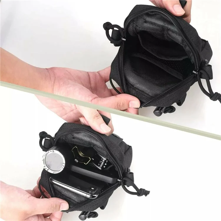 Tactical Outdoor Hiking Camping Waist Pack Small Hanging Bag with Water Bottle Holder - Khaki