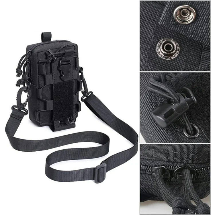 Tactical Outdoor Hiking Camping Waist Pack Small Hanging Bag with Water Bottle Holder - Khaki