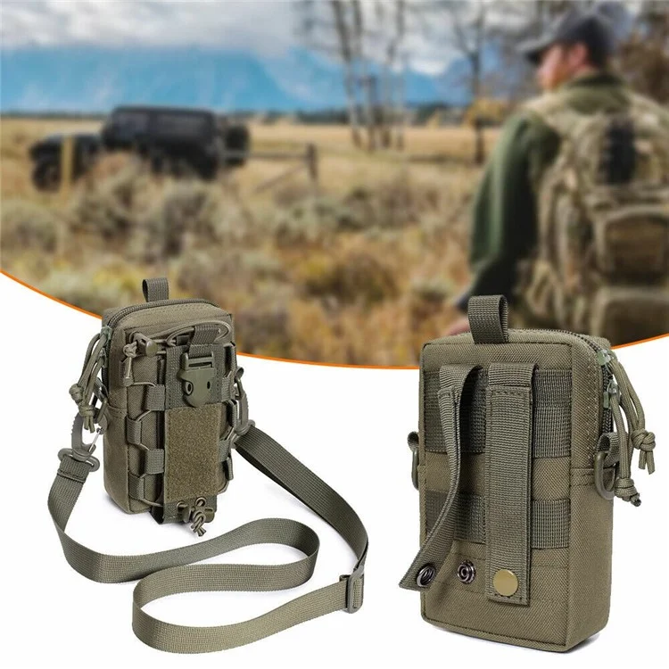 Tactical Outdoor Hiking Camping Waist Pack Small Hanging Bag with Water Bottle Holder - Khaki