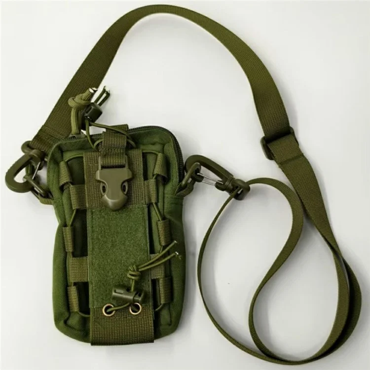 Tactical Outdoor Hiking Camping Waist Pack Small Hanging Bag with Water Bottle Holder - Army Green