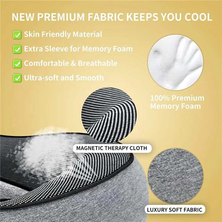 Memory Foam Snail Travel Pillow Portable U-Shaped Airplane Office Nap Neck Support Pillow - Navy Blue