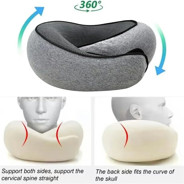 Memory Foam Snail Travel Pillow Portable U-Shaped Airplane Office Nap Neck Support Pillow - Navy Blue